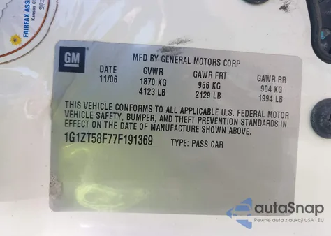 2007 Chevrolet Malibu Lt from USA, damaged, VIN 1G1ZT58F77F191369